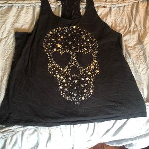 PINK skull razor back tank
